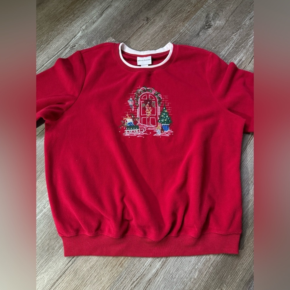 VTG Alfred Dunner Sweatshirt Crewneck Festive Red Green Christmas Embroidered XL - Picture 2 of 8